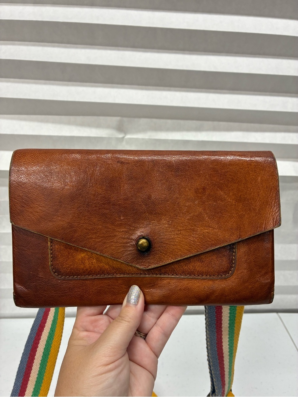 Noonday rustic leather purse envelope style clutch boho small crossbody